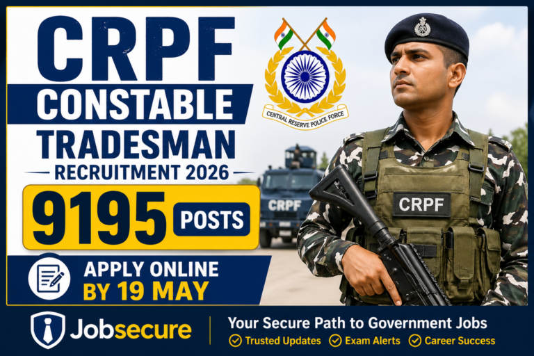 CRPF Constable Tradesman Recruitment 2026 – 9195 Posts Apply Online by 19 May