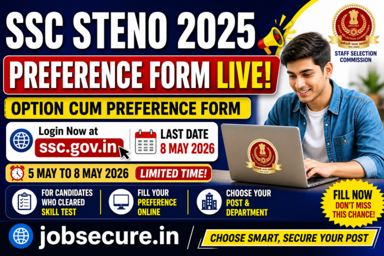 SSC Steno 2025 Option Cum Preference Form